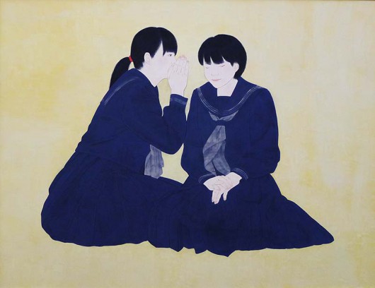 鈴木梨華「女学生」　2013年制作｜雲肌麻紙　岩絵具｜145×112cm